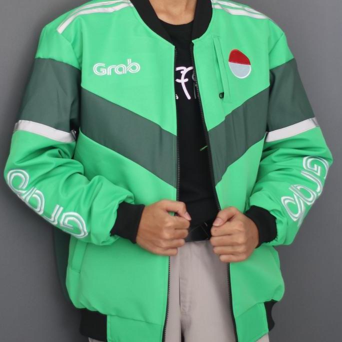Boywings- Jaket Bomber Bolak Balik Grab Gojek Full Bordir / Jaket Ojol / Jaket Driver Pria Semi Casu