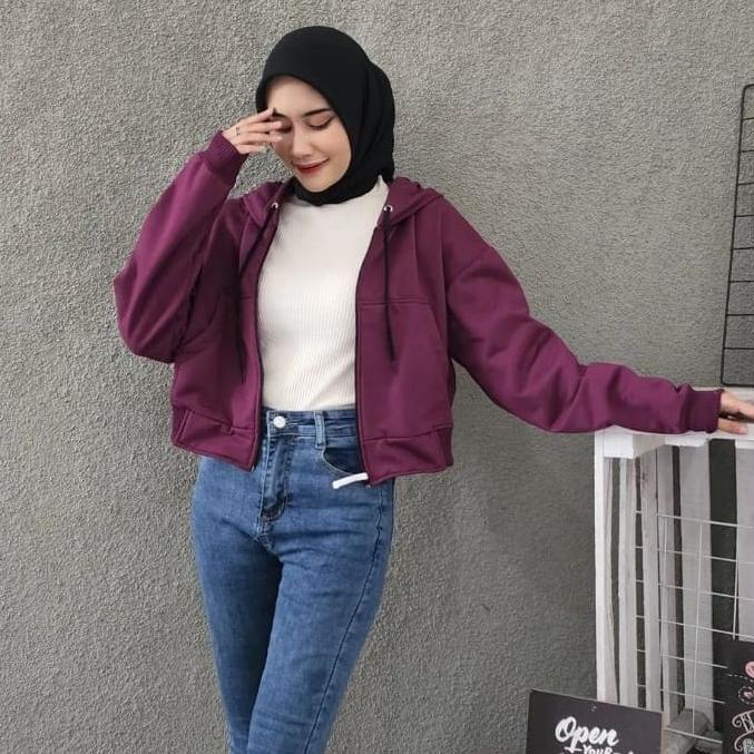CUCI GUDANG Jaket Wanita Crop | Sweater Style Korea | Ziper Crop Hoodie Sweatshirt | Hoodie Crop wan