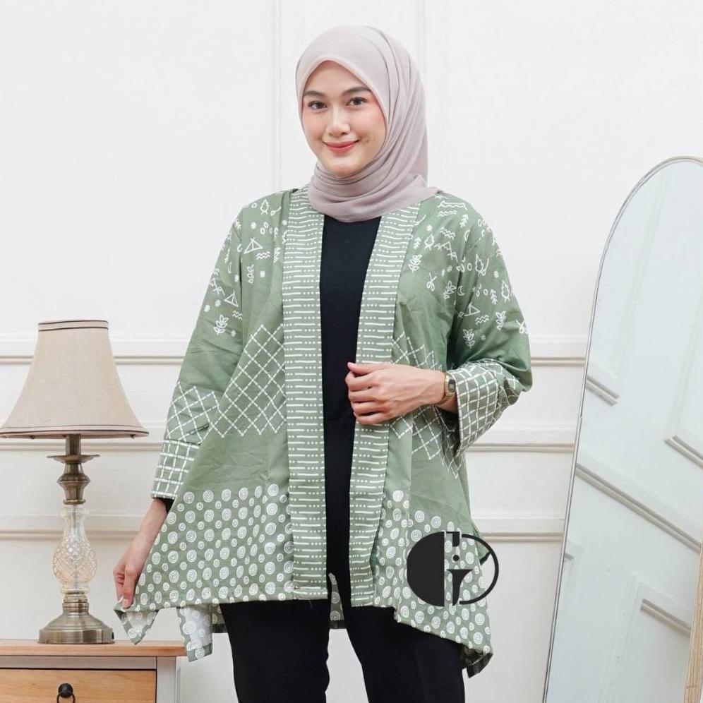 BIG SALE Granito.id - Outer Sakura Batik polimikro Kondangan Seragam kerja / Formee Outfit / lengan 