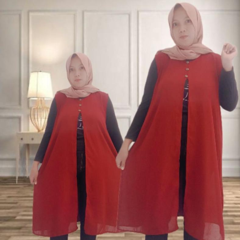 NEW PRODUCT RR outer cardigan ceruty panjang tanpa lengan outer cardigan ceruty premium grosir