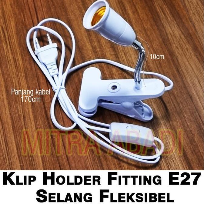 Lightwoll- Clamp Holder Fitting E27 / Holder Lampu E27 Kabel Fleksibel + Switch