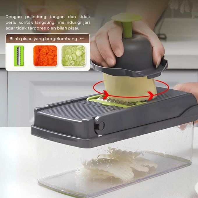 Instancodbisa- [Exclusive Ameliakhyar] Funnycook Parutan Sayur 16In1 Pemotong Serbaguna Kitchenware 