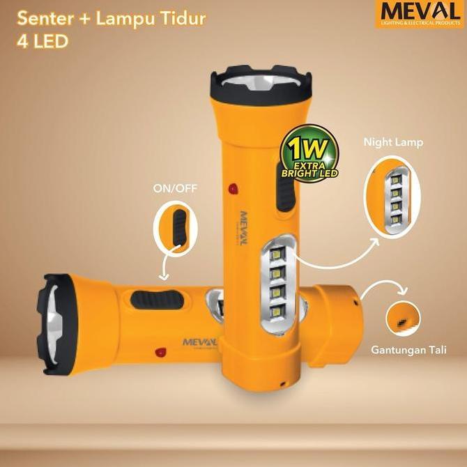 Lightwoll- Meval Rechargeable Senter Dengan Lampu Tidur 4 Led - Putih