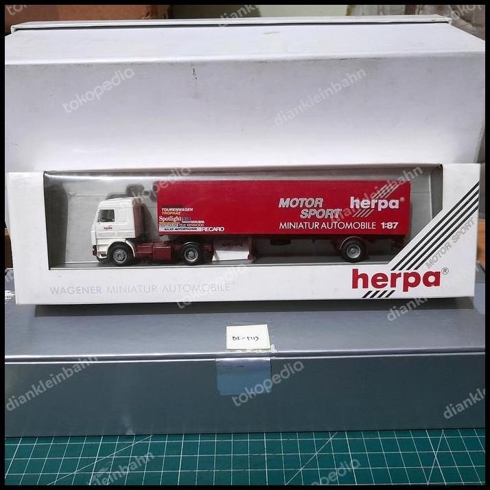 DISKON HERPA SKALA 1:87 SCANIA TRUCK 143M PUTIH LIV HERPA MOTOR SPORT B2-N13 