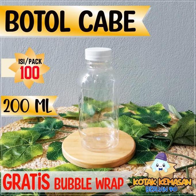 Barunih- Isi 100 Pcs Botol Cabe 200 Ml Botol Plastik 200 Ml