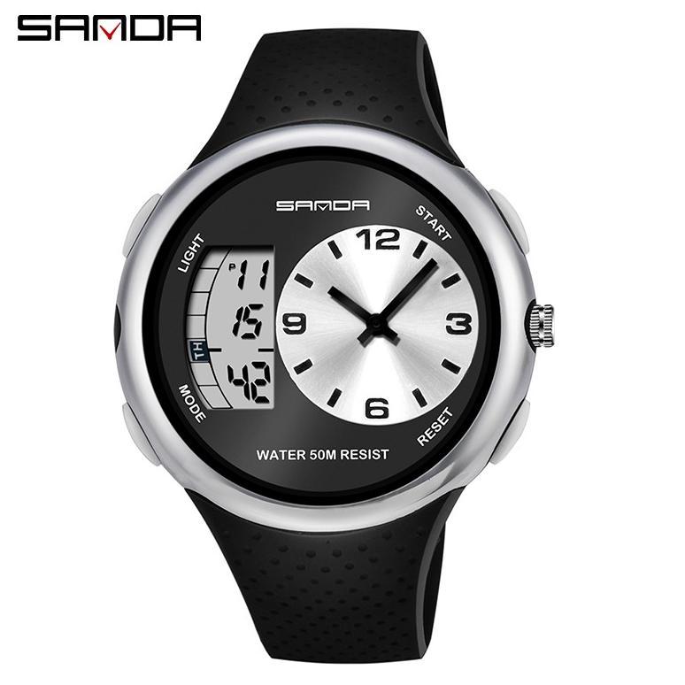 FAVORIT SANDA 763 Jam Tangan Pria Digital Analog Tali Rubber Chronograph Anti Air