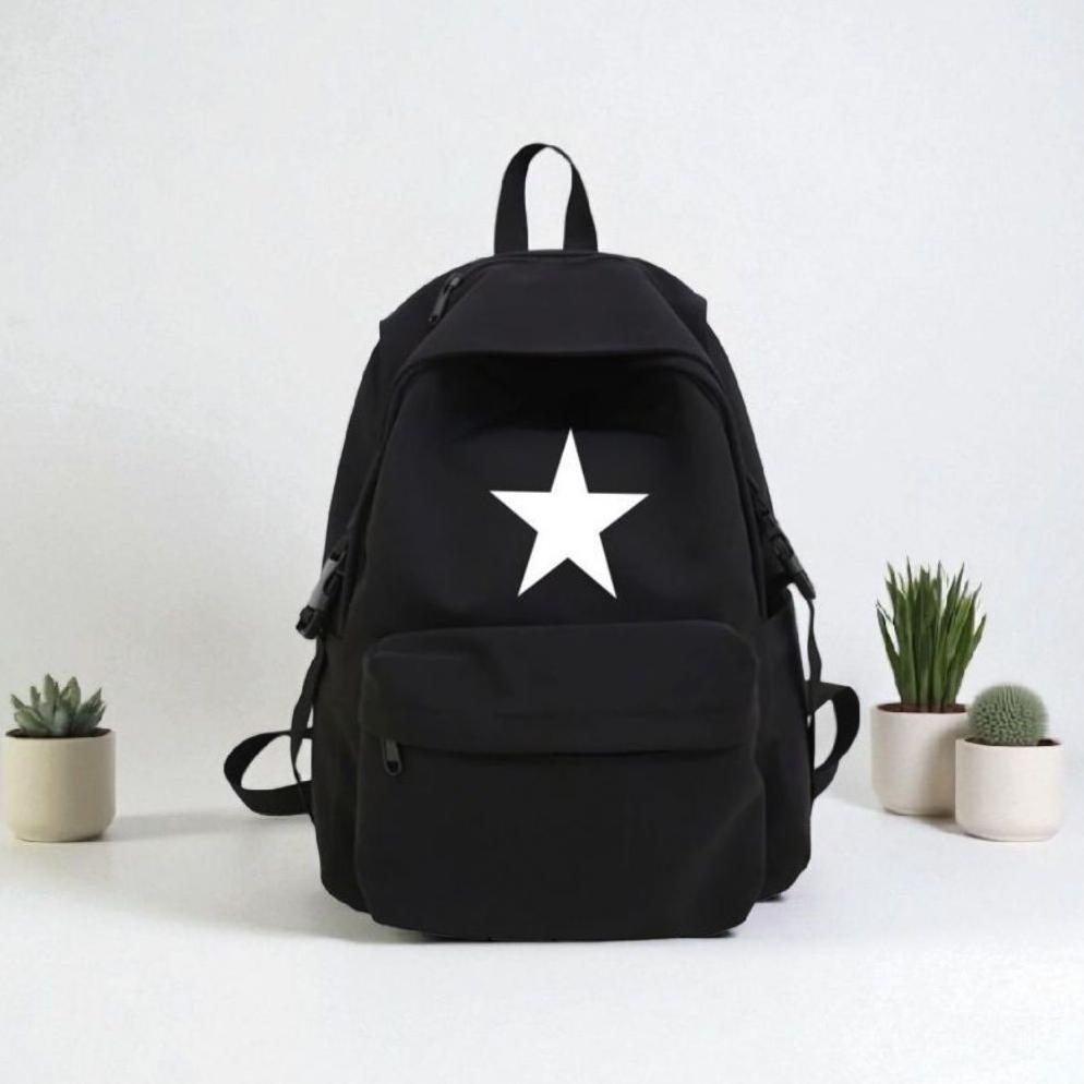 ORIGINAL Backpack Pria Metal Style - Tas Hitam Keren untuk Sekolah & Nongkrong KEKINIAN