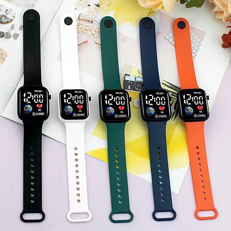 Original Littlefeliz Ja07 Jam Tangan Led Digital Pria Wanita Rubber Electronic Fashion Couple Anak R