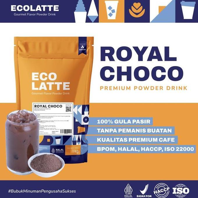 Ecolatte Royal Choco 1Kg Bubuk Serbuk Minuman Powder Drink Aneka Rasa Murah Instan Cocok Untuk Usaha