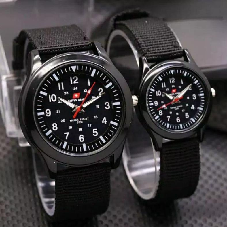PROMO JAM TANGAN COUPLE JAM TANGAN PRIA DAN WANITA TALI CANVAS