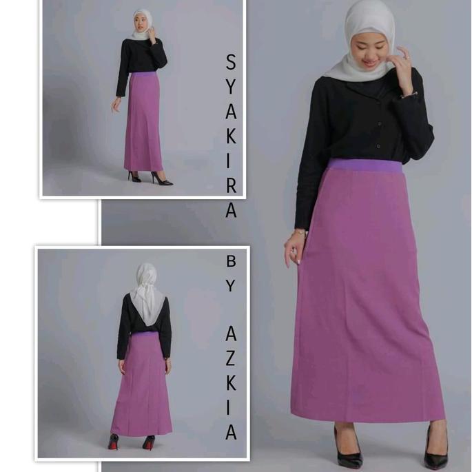 Rok kerja casual trendy wanita A line panjang terbaru modern kekinian pinggang full karet elastis po