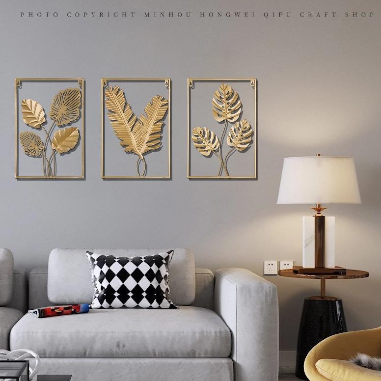 Promo  Modern Living Room Wall Decoration Metal Leaf Wall /Hiasan Dinding Besi Metal Metal Leaf Wall