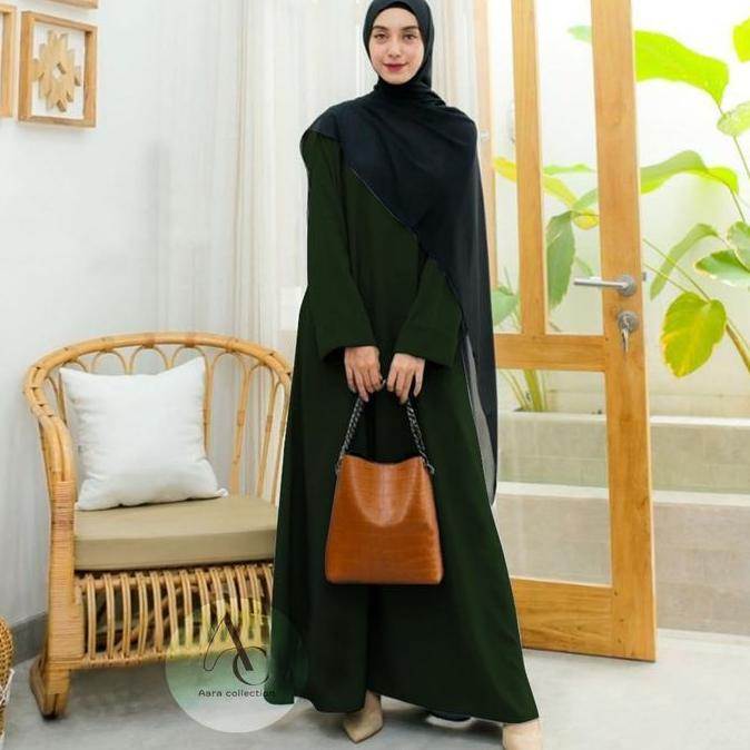 DN42 - Gamis Wanita Remaja Dewasa Muslim Kekinian / Abaya Umroh Polos Simple mewah elegan wolpis pre