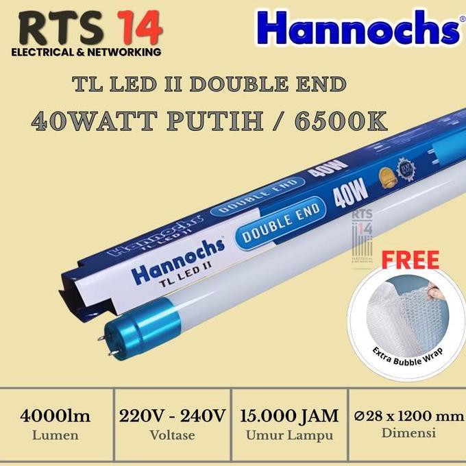 Hannochs TL LED II Double End 40W Cahaya Putih (CDL) - Lampu TL LED 40WATT Cool Daylight 6500k Hanno