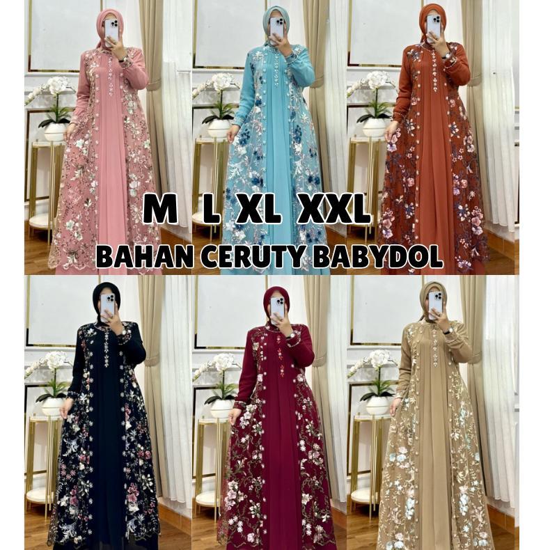 DISKON GAMIS PESTA MEWAH ELEGAN MISELA DRSES BO SIZE M L XL XXL XXXL LD 100-130 CM PB 140 CM BAHAN T