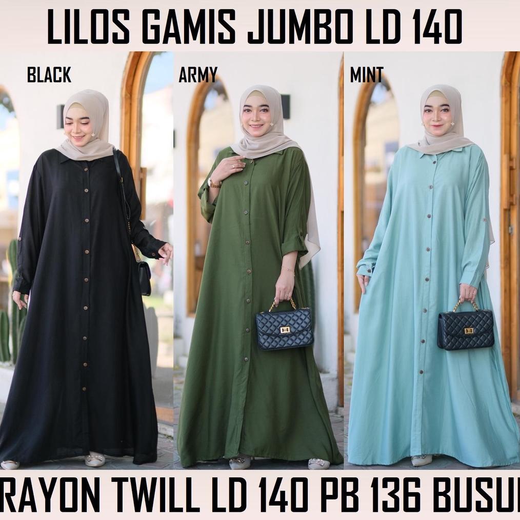 DISKON GAMIS JUBAH JUMBO RAYON TWILL 5L / DRESS MUSLIM LD 140 FULL KANCING XXXXXL