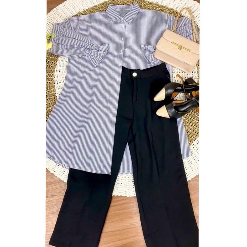 DISKON KARA.ID TUNIK SALUR  - PAKAIAN MUSLIM WANITA - ATASAN WANITA STRIPE - TUNIK WANITA LONG TUNIK