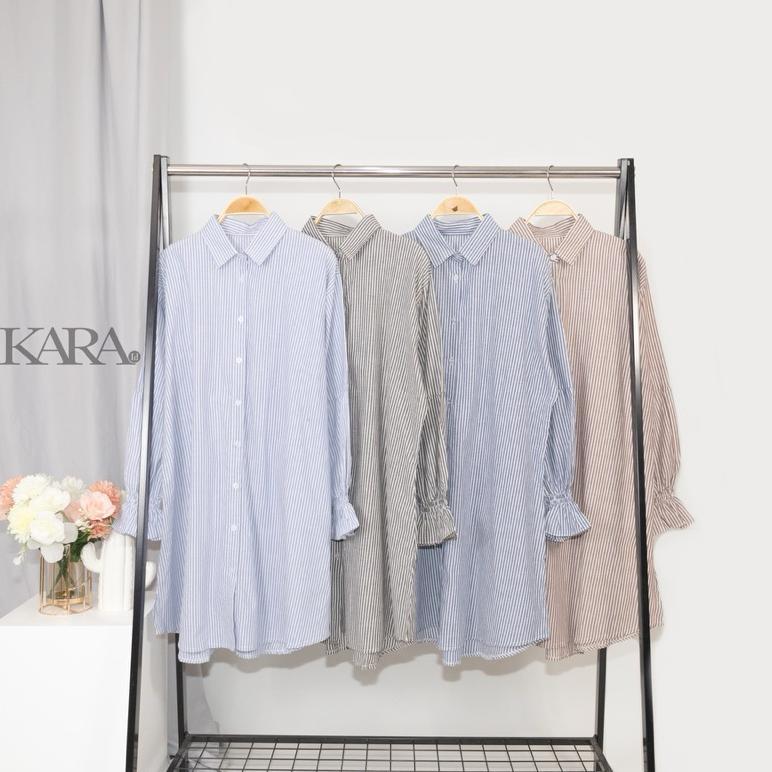 DISKON KARA.ID TUNIK SALUR  - PAKAIAN MUSLIM WANITA - ATASAN WANITA STRIPE - TUNIK WANITA LONG TUNIK