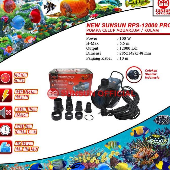 NEW SUNSUN RPS 12000/14000/16000 PRO Pompa Celup Kolam Aquarium