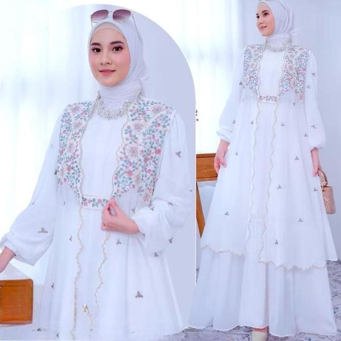 DR303 >> AKSYSHOP SYAHIRA DRESS BORDIR GAMIS CERUTI BABYDOLL TERBARU GAMIS OUTER SET BORDIR SIMPLE E