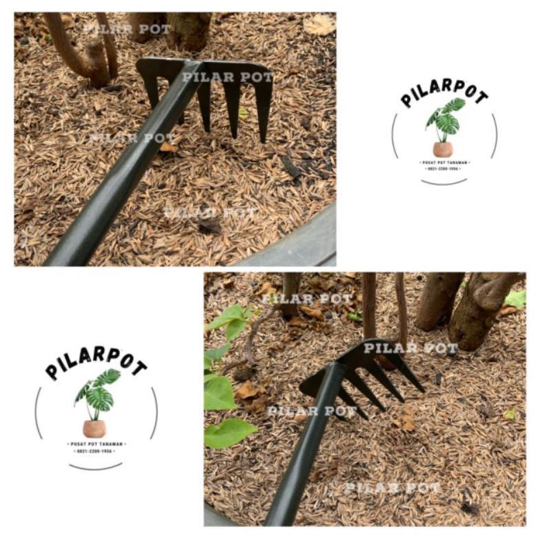 garpu besi gagang kayu untuk garukan tanah berkebun - GARPU TANAH