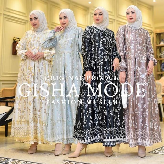 DE15 - Gamis JASMINE Bahan Silk Premium Motif Bunga Premium Jumbo LD 110-120 Sampai LD 130CM| Gamis 