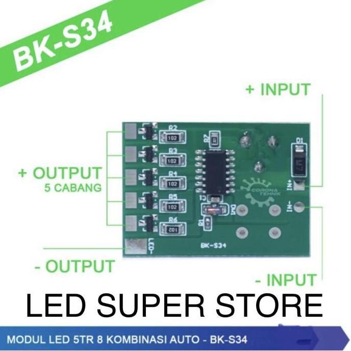 Modul LED Running S34 5 Jalur 5TR 8 Mode Kedip Otomatis