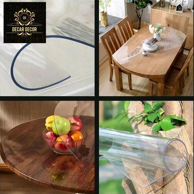Costum Taplak Meja Mika Bening Transparan 2 mm 0,7 mm 1,5 mm