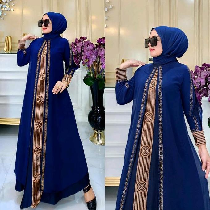 Instancodbisa- Gamis Abaya Turkey Bordir Circle Hitam Dan Warna Kombinasi Lembut