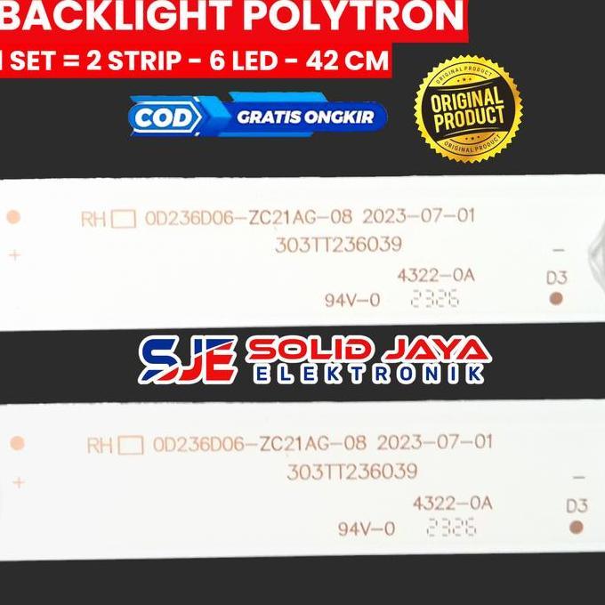 Instancodbisa- Backlight Tv Led Polytron 22 Inc Pld 22D110 22D851 22D1150 22D9500 22D9501 6K 3V Lamp