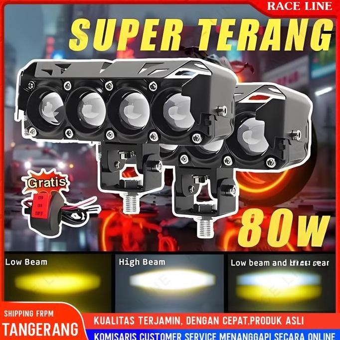 JHOZENUS Lampu Sorot Tembak Mobil Lampu LED Tembak Sorot D3 SQL Lampu Tembak Sorot LED Laser 3 Mata 