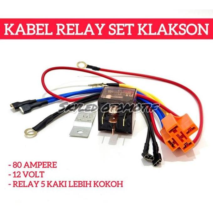 JHOZENUS SKY PAKET ORIGINAL KABEL SET RELAY KLASKON 12V 80A KABEL RELAY 5 KAKI UNTK MOTOR DAN MOBIL 