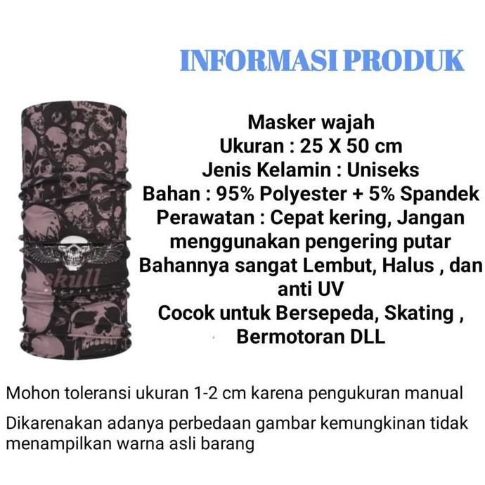 DF97 >> 6 Pcs Masker Buff Anti Debu Bandana Multifungsi Balaclava ( Motif Loreng Tengkorak Hitam Pol