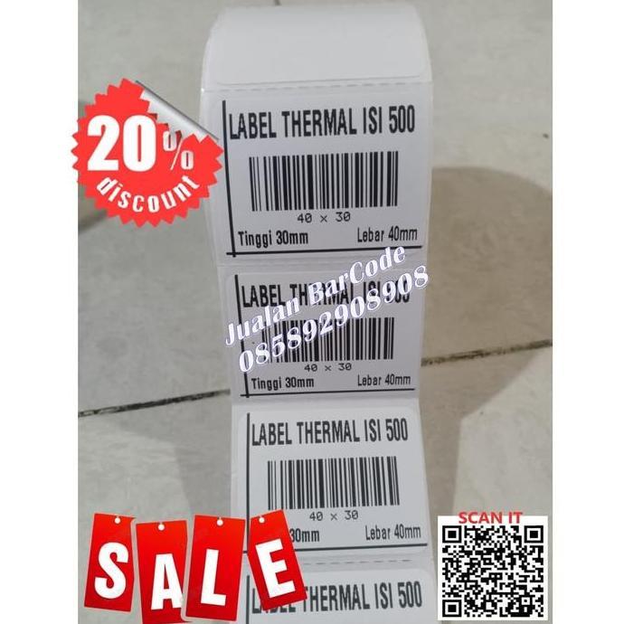 Label Sticker Thermal 40mm X 30mm / 40x30 / 4030 / 40 30