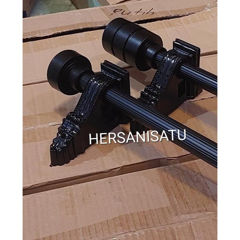 Promo Rollet Gordyn Minimalis Batang Gorden Full Set Warna Hitam Dof Tirai Pintu Jendela Tirai Jende