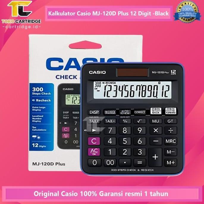 Calculator Casio MJ 120D Desktop Check Correct Plus 12 Digits Kalkulator Meja Mini MJ-120D 12 Digit 