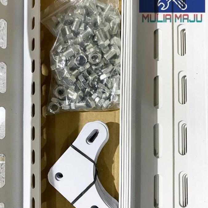 Homemid- Besi Siku Lubang 2Mili Putih /Besi Siku Rak 2Milix38Mmx3Meter Tebal