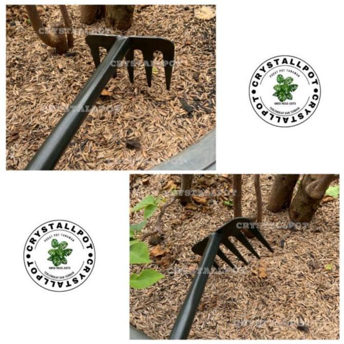 Lansungkirim- Garpu Besi Gagang Kayu Untuk Garukan Tanah Berkebun - Garpu Tanah