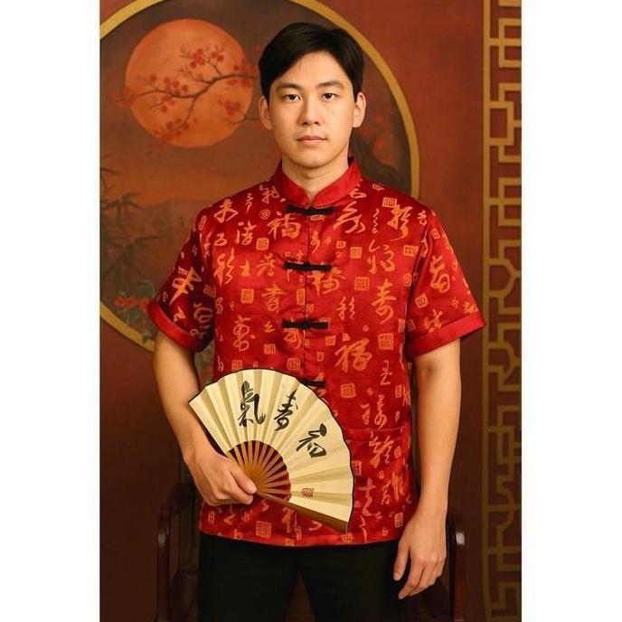Atasan Kemeja Imlek Cheongsam Pria (Satin)