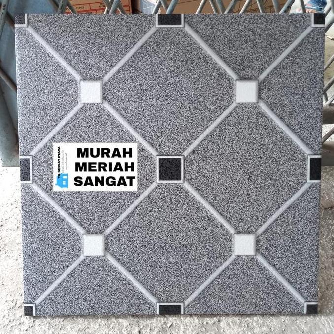 Homemid- Keramik Lantai Garasi 40X40 Kasar Motif Putih Hitam Hexagon Kotak- Yhc