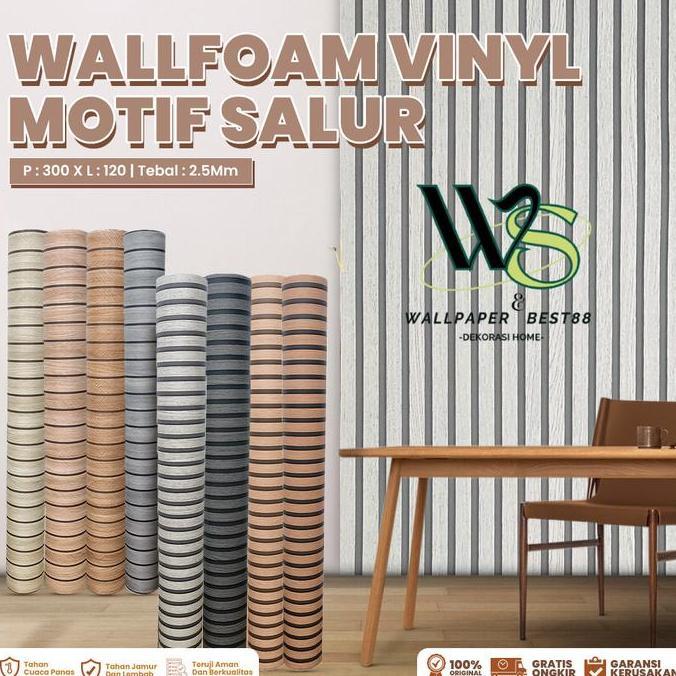 Wallpaper Dinding Foam Vinyl Motif Salur 120x280cm Stiker Dekorasi Kamar PET Panjang 2.8 Meter ZY01 