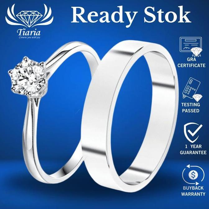 Cincin Perak Asli WingClassic Tunangan/Nikah lapis emas putih/platinum