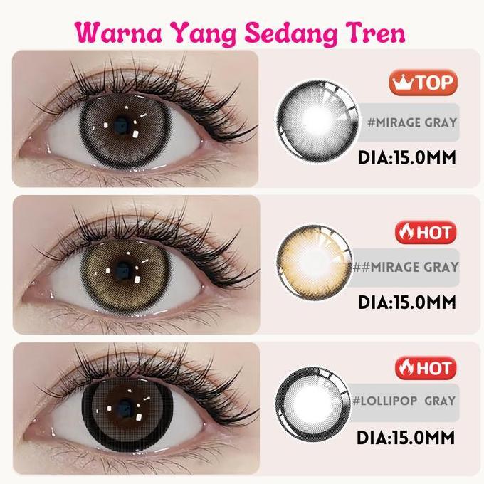 Eyasped- CodUyaai Softlens Lollipop Brown Gray Mirage Gray Brown/Diamonds Eye Soflen Lensa Kontak No