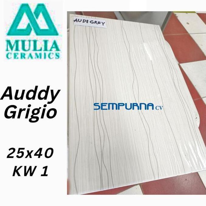 Keramik ubin dinding tembok lantai kilap 3D KW1 Mulia Auddy Gold Grigio glossy 25x40 3 dimensi motif