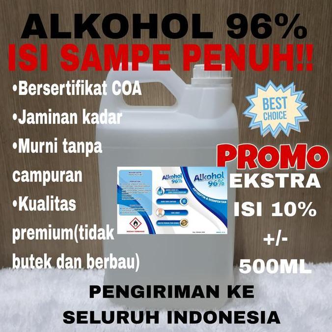 Lansungkirim- Alkohol 96% 5 Liter/Alkohol 96 Persen/Alcohol 96%/Sterilisasi