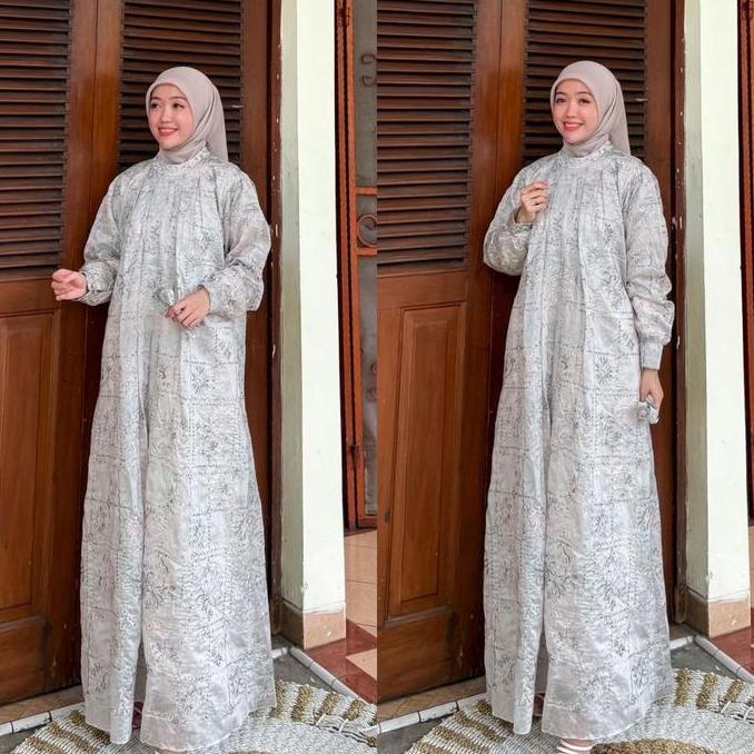 Hokywoi- Joley Cloth - Artha Gamis Mewah Tancel Bordir Full Furing Dress Ivory Outfit Raya Kondangan