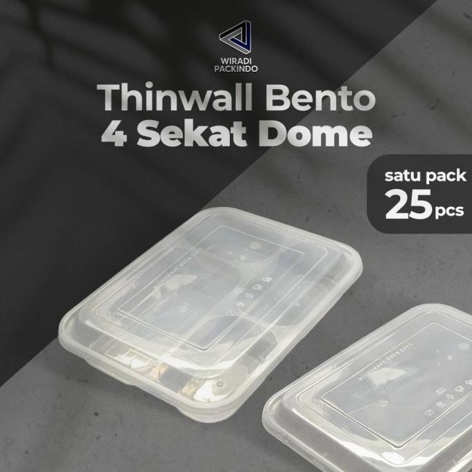 Kotak Makan Plastik 4 Sekat Dome / Thinwall Bento Sekat 4 Dome