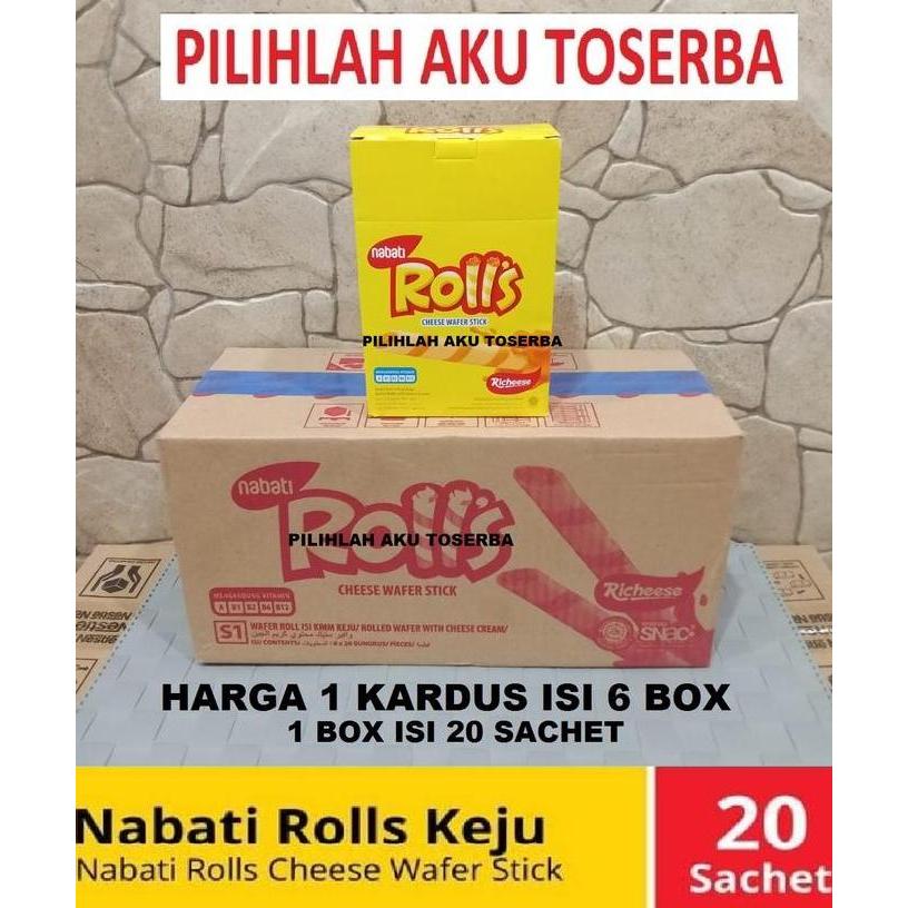 Nabati Rolls Cheese / Keju Wafer Stick @ 6 gr (HARGA 1 DUS ISI 6 BOX)