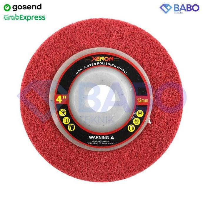 XENON Non Woven Pad 4 inch Merah - Mata Gurinda Poles Non Woven
