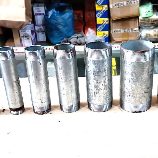 pipa pipe nepel neple konekting besi putih galvanis 4" 4 inch